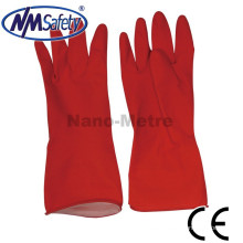 NMSAFETY China rote lange waschende Tellerhandschuhe des Haushaltslatex